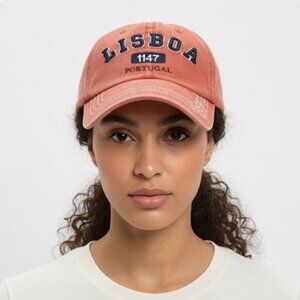 Portugal Lisboa Souvenir Distressed Orange Baseball Cap One Size NWT